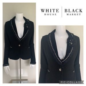 White House Black Market Wool Blazer Chain Detail